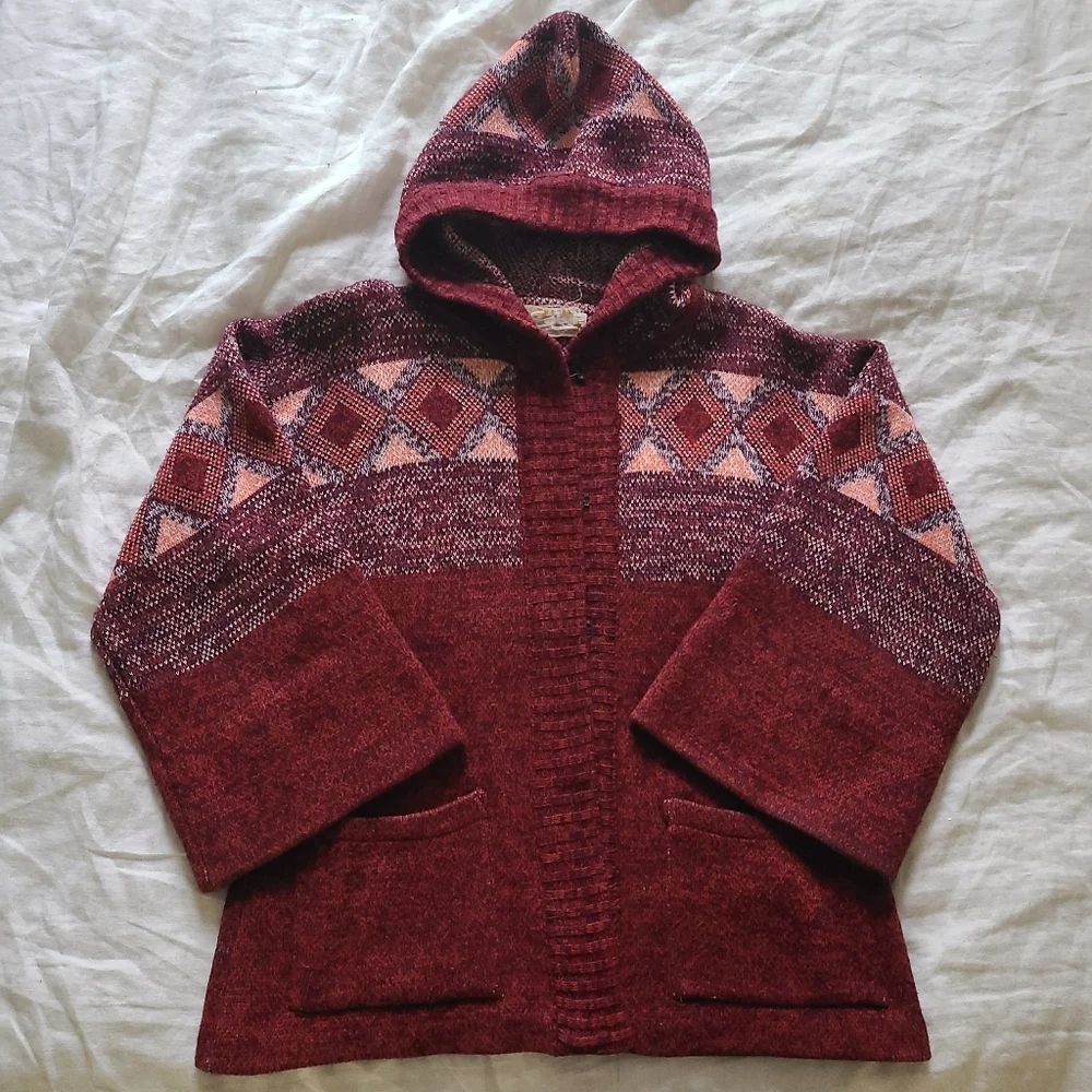 Vintage Eaton Women's L Jacket Acrylic Nordic Geometric Alpine Long Sleeves - Picture 9 of 13